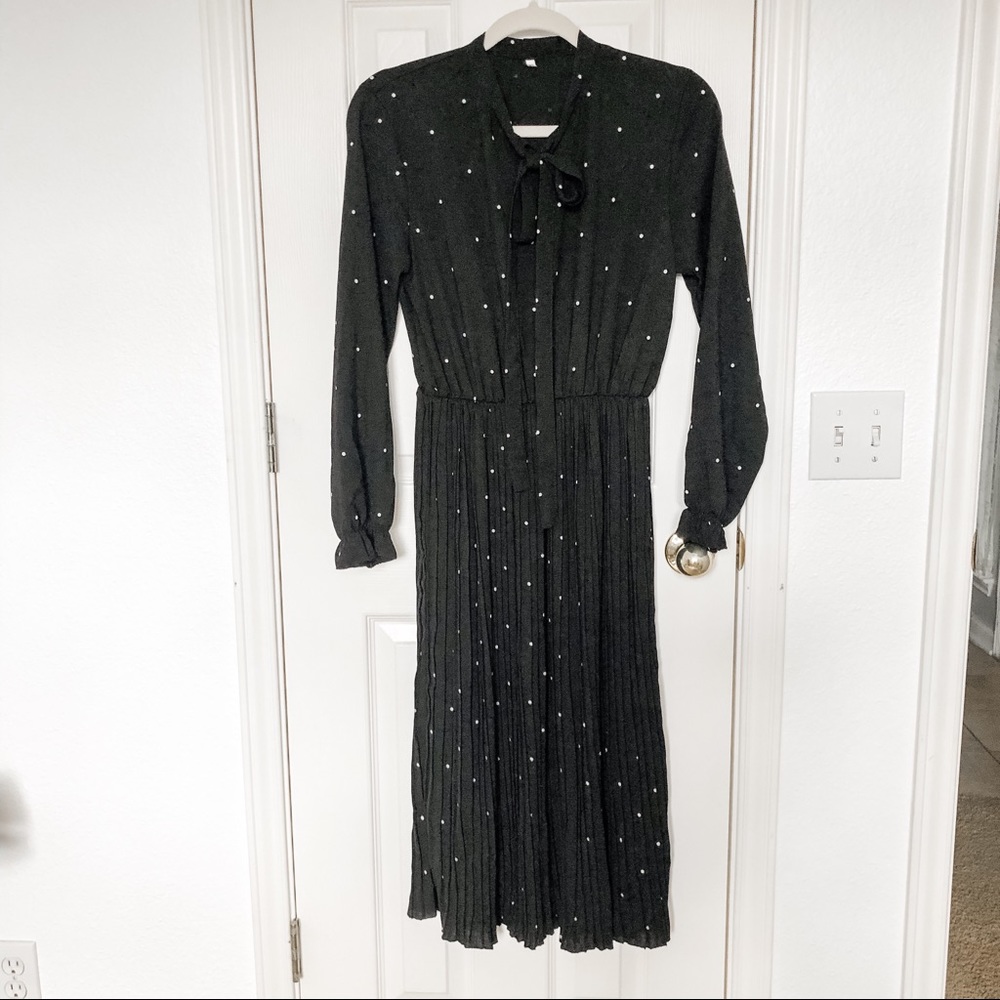 Black polka dot dress